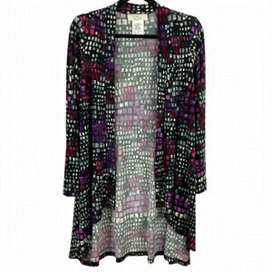 ZOE Grey Purple Longline Open Cardigan Medium